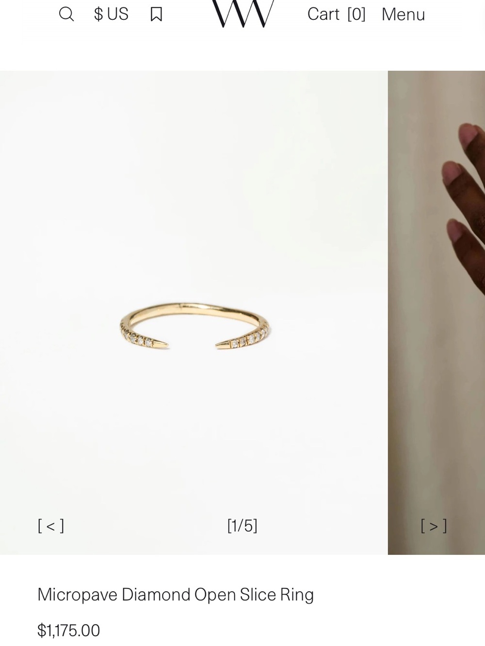 WWAKE Gold Micropavé Open Slice Ring